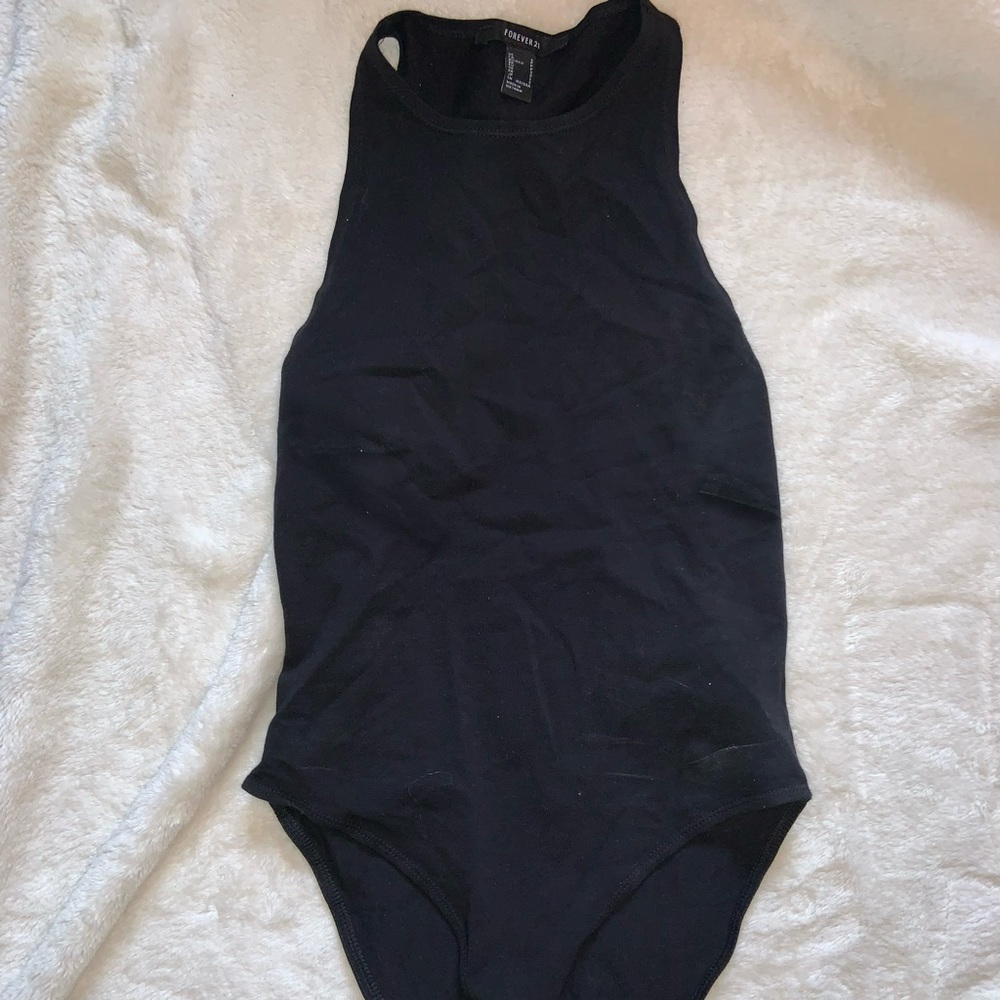 Forever 21 black high neck halter bodysuit